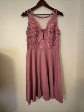 Grace Karin Sleeveless Lace Dress in Dusty Mauve
